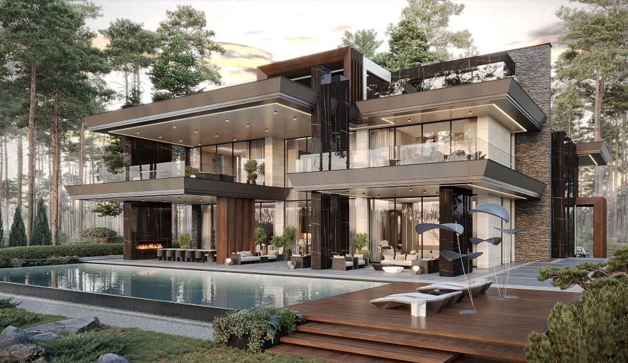 Дизайн фасада загородного дома